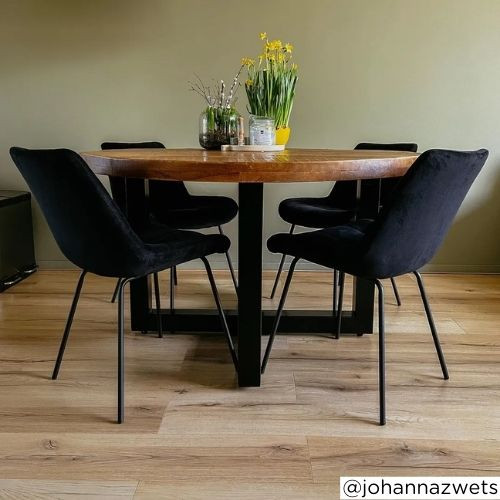 Eetkamerstoel velvet - zwart - 79x50x44 cm