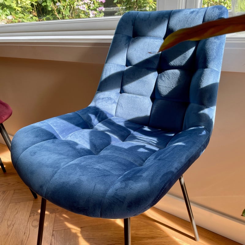 Eetkamerstoel velvet - donkerblauw - 79x50x44 cm