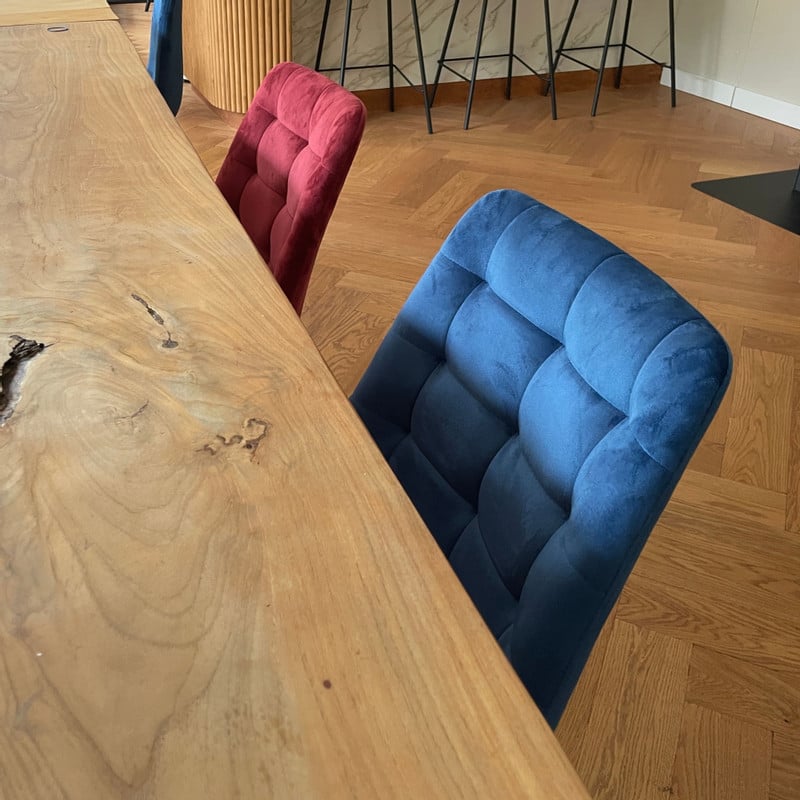 Eetkamerstoel velvet - donkerblauw - 79x50x44 cm