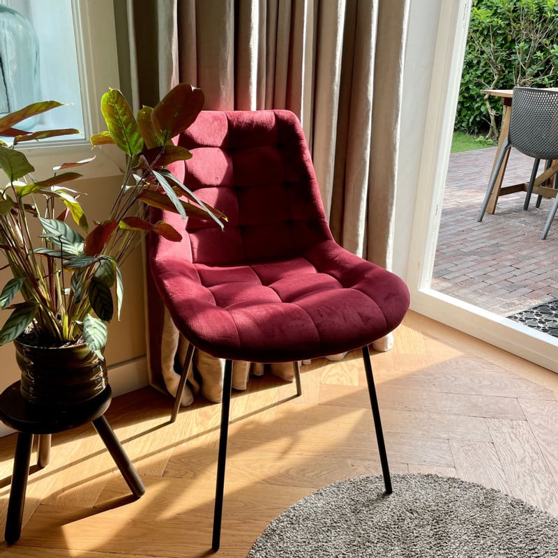 Eetkamerstoel velvet - rood - 79x50x44 cm