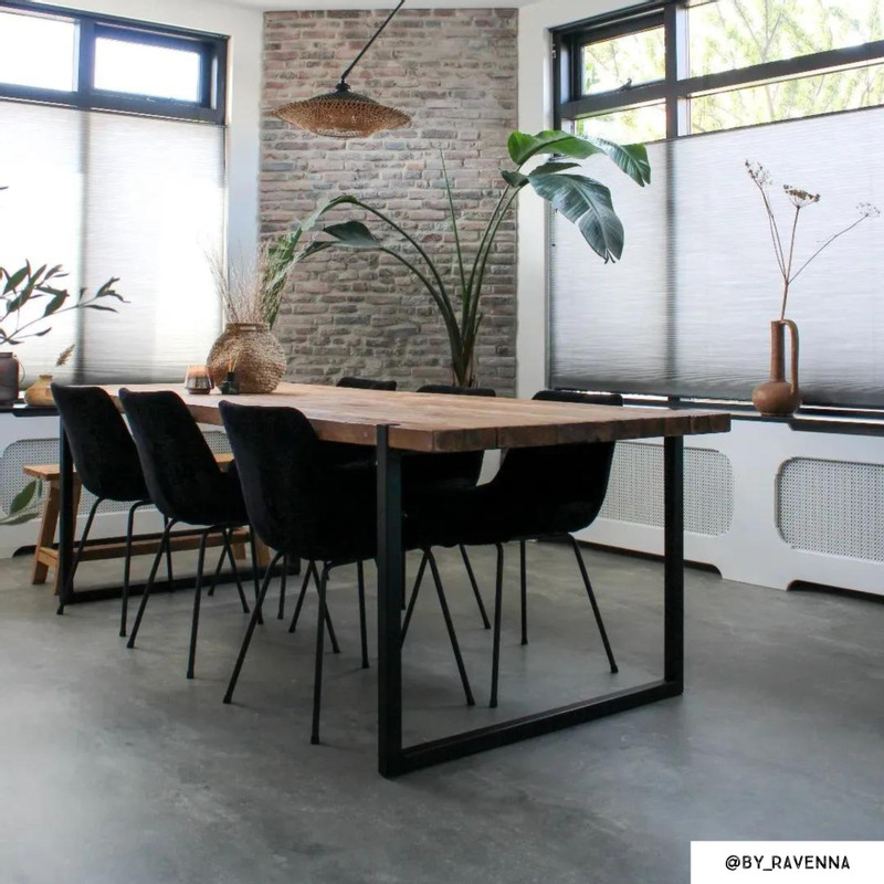 Eetkamerstoel ribstof - zwart - 84x52x52cm