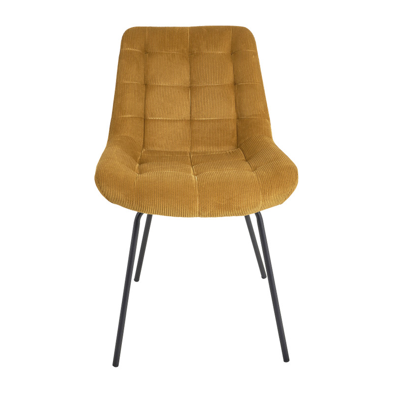 Eetkamerstoel corduroy - cognac - 52x52x84 cm