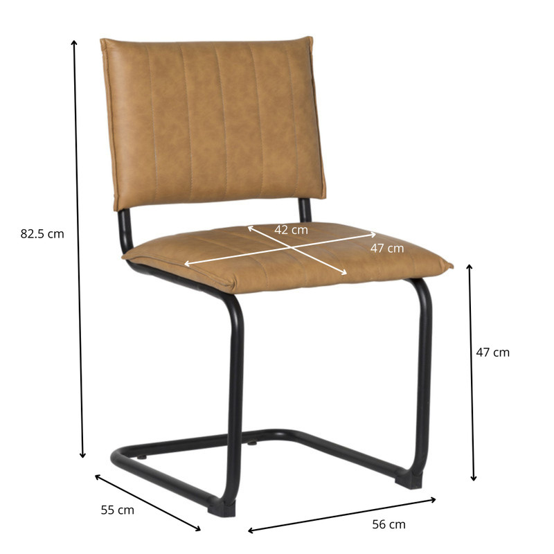 Eetkamerstoel Yara PU - camelkleur - 82.5x56x55 cm
