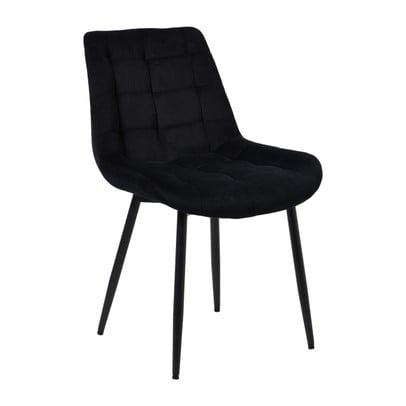 Eetkamerstoel velvet - zwart - 80x60x51 cm