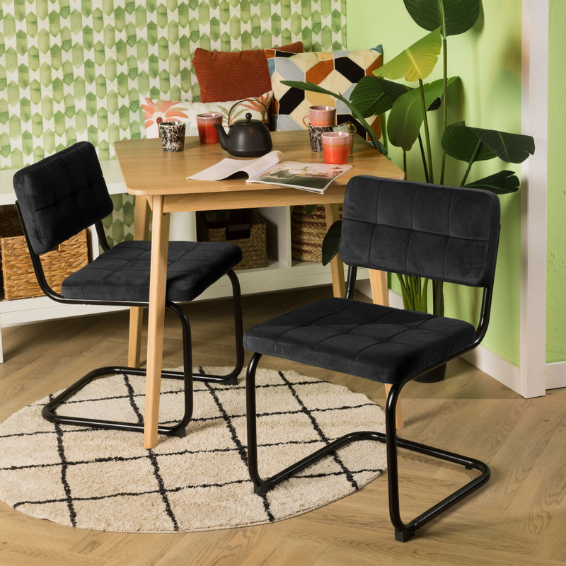 Eetkamerstoel Yara velvet - zwart - 82.5x56x55 cm