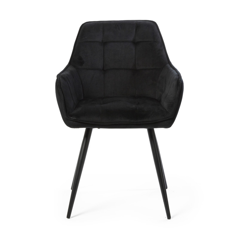 Eetkamerstoel velvet met armleuning - zwart - 87x56.5x43 cm