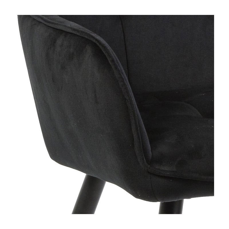 Eetkamerstoel velvet met armleuning - zwart - 87x56.5x43 cm