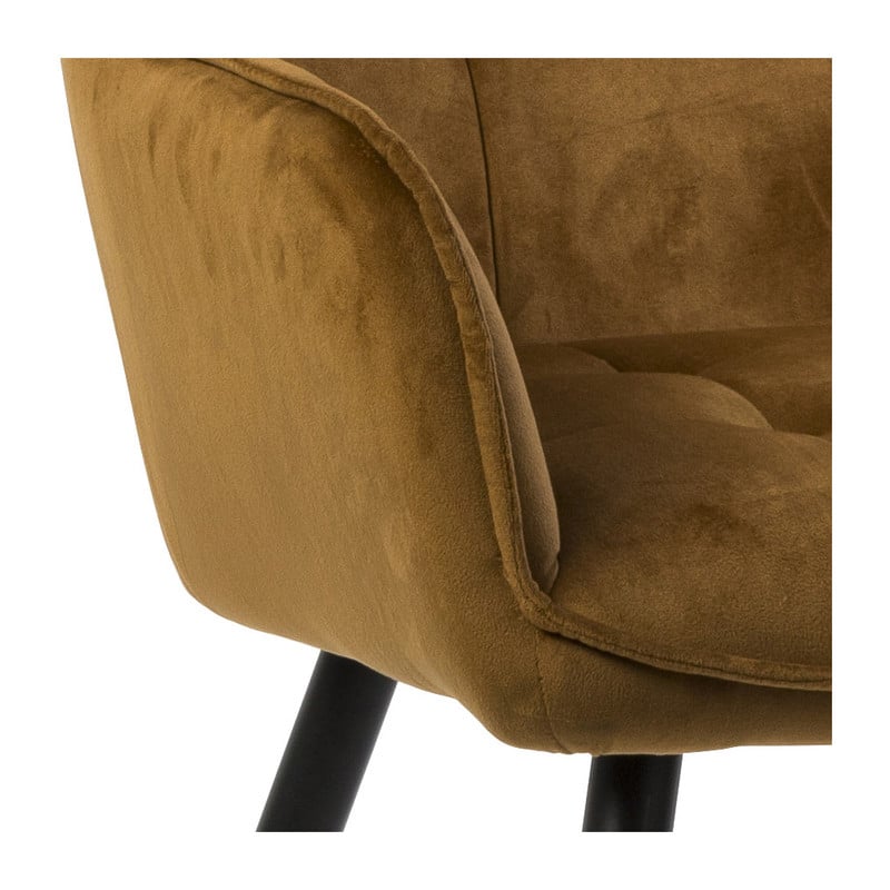 Eetkamerstoel velvet met armleuning - oker - 87x56.5x43 cm