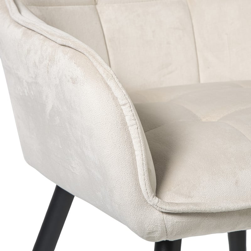 Eetkamerstoel velvet met armleuning - beige - 87x56.5x43 cm