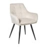Eetkamerstoel velvet met armleuning - beige - 87x56.5x43 cm