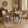 Eetkamerstoel velvet met armleuning - beige - 87x56.5x43 cm