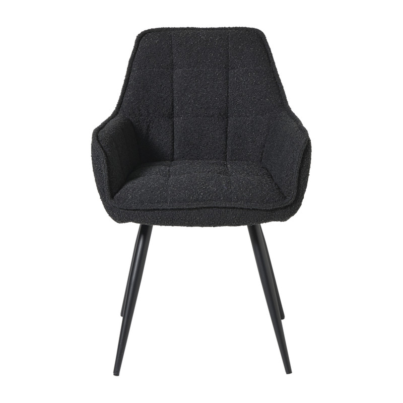 Eetkamerstoel bouclé met armleuning - zwart - 87x56.5x43 cm