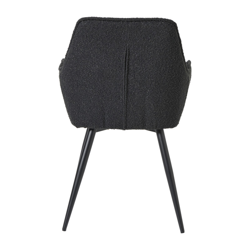 Eetkamerstoel bouclé met armleuning - zwart - 87x56.5x43 cm