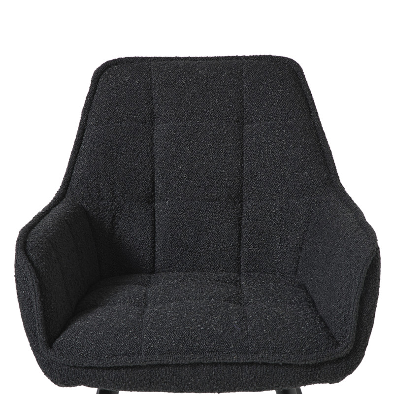 Eetkamerstoel bouclé met armleuning - zwart - 87x56.5x43 cm