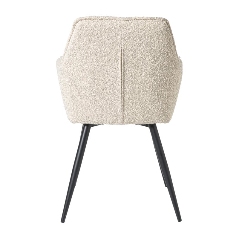Eetkamerstoel bouclé met armleuning - beige - 87x56.5x43 cm