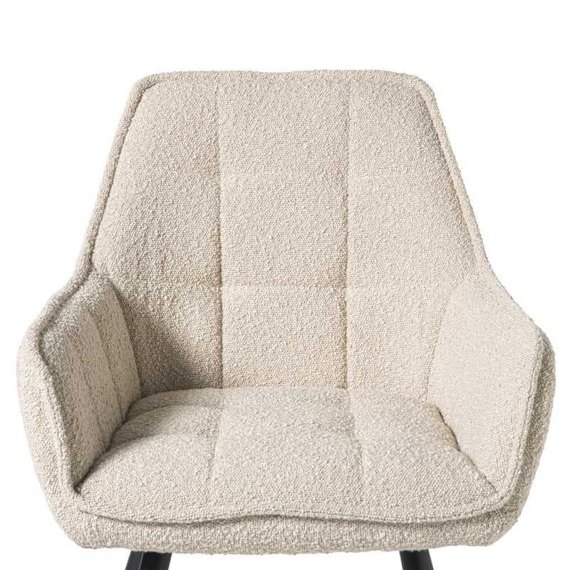Eetkamerstoel bouclé met armleuning - beige - 87x56.5x43 cm