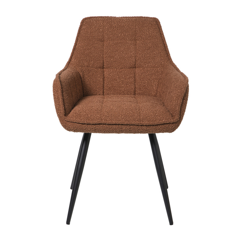 Eetkamerstoel bouclé met armleuning - bruin - 87x56.5x43 cm