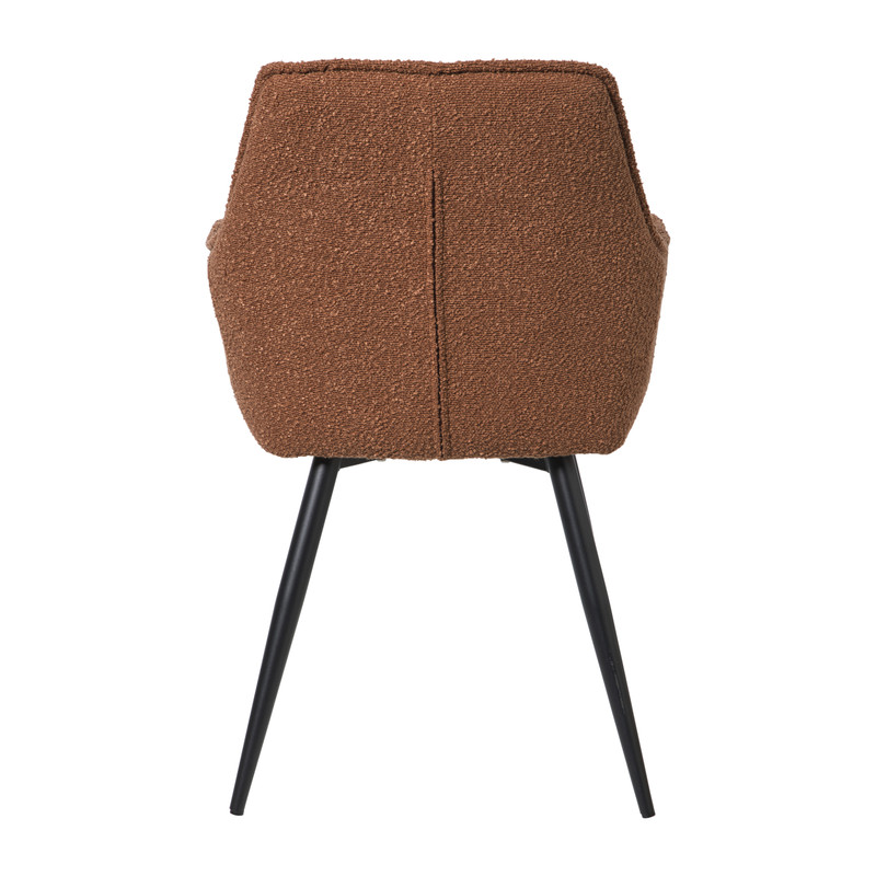 Eetkamerstoel bouclé met armleuning - bruin - 87x56.5x43 cm