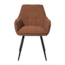 Eetkamerstoel bouclé met armleuning - bruin - 87x56.5x43 cm