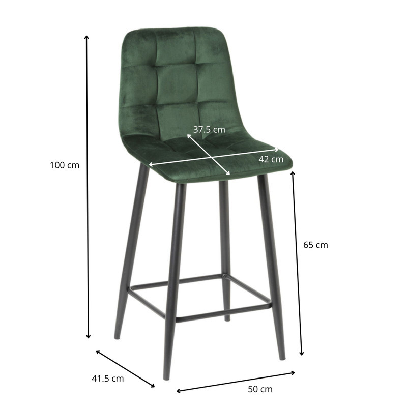 Barkruk velvet - groen - 100x50x41.5 cm