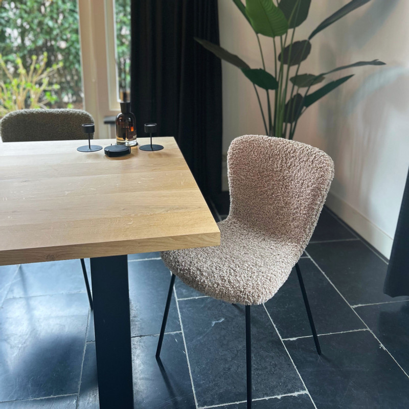 Eetkamerstoel Liz - beige - teddy - 83.5x55x45.4 cm