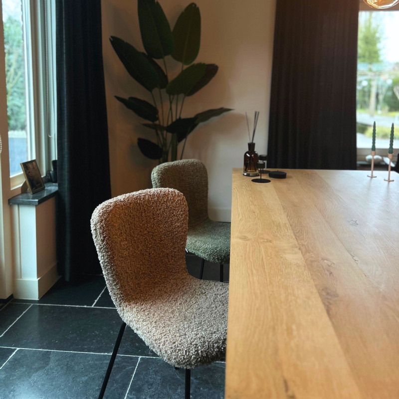 Eetkamerstoel Liz - beige - teddy - 83.5x55x45.4 cm