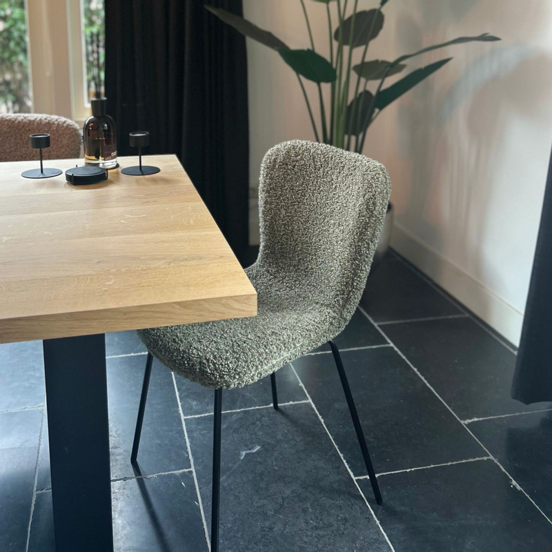 Eetkamerstoel Liz - groen - teddy - 83.5x55x45.4 cm