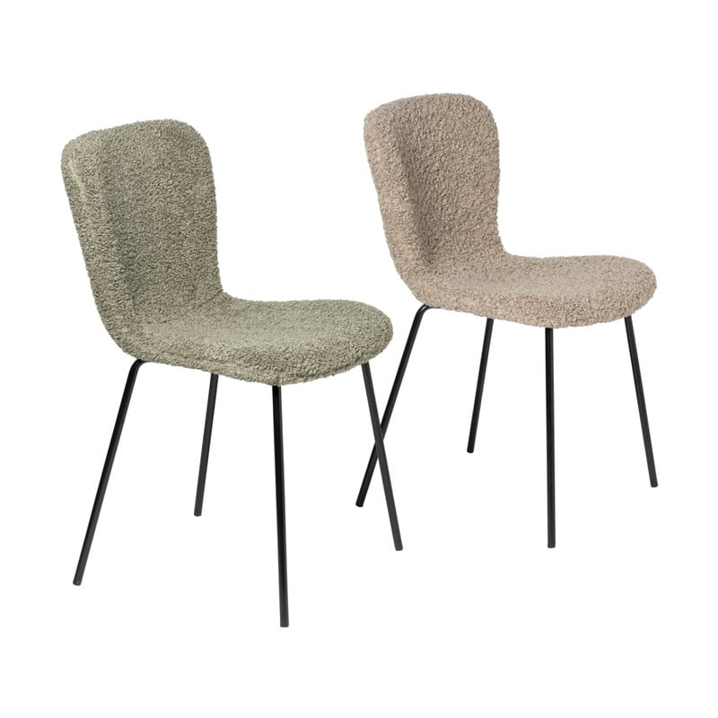 Eetkamerstoel Liz - groen - teddy - 83.5x55x45.4 cm