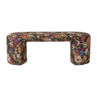 Bankje bouquet - rood/paars/zwart - 44x120x45 cm
