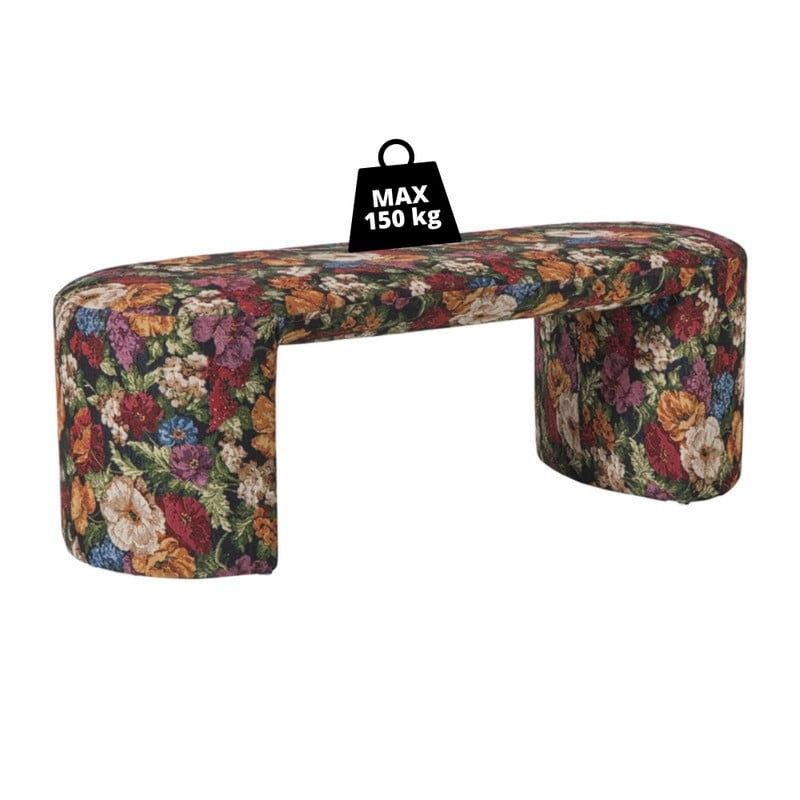 Bankje bouquet - rood/paars/zwart - 44x120x45 cm