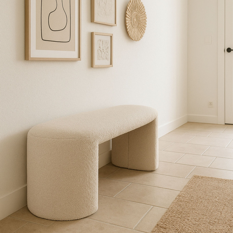 Bank Sara bouclé - beige - 45x120x44 cm