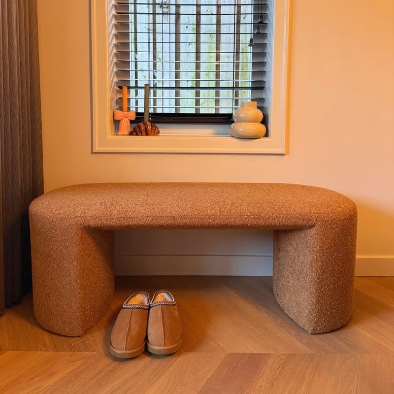 Bank Sara bouclé - bruin - 45x120x44 cm