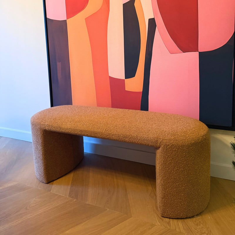 Bank Sara bouclé - bruin - 45x120x44 cm