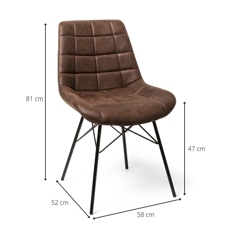 Eetkamerstoel suèdine - bruin - 51x57x81 cm