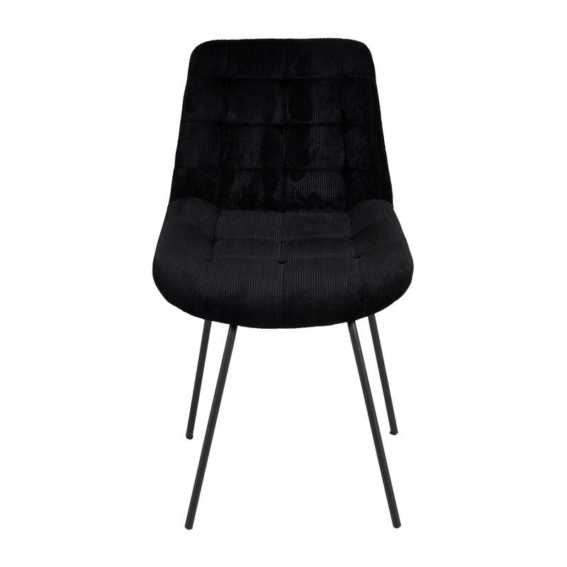 Eetkamerstoel corduroy - zwart - 52x52x84 cm
