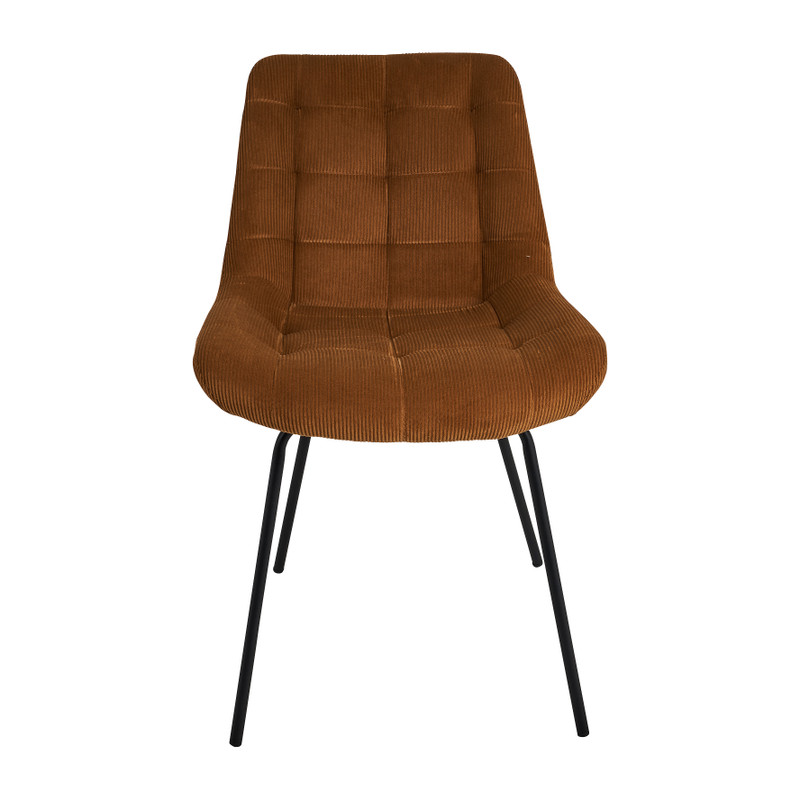 Eetkamerstoel corduroy - cognac - 52x52x84 cm