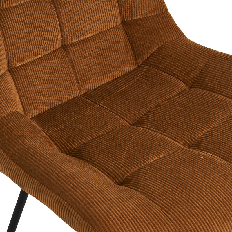 Eetkamerstoel corduroy - cognac - 52x52x84 cm
