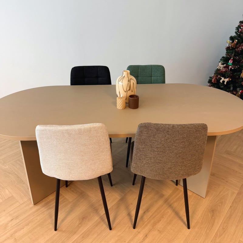 Eetkamerstoel chenille - zwart - 90x53.5x44.5 cm