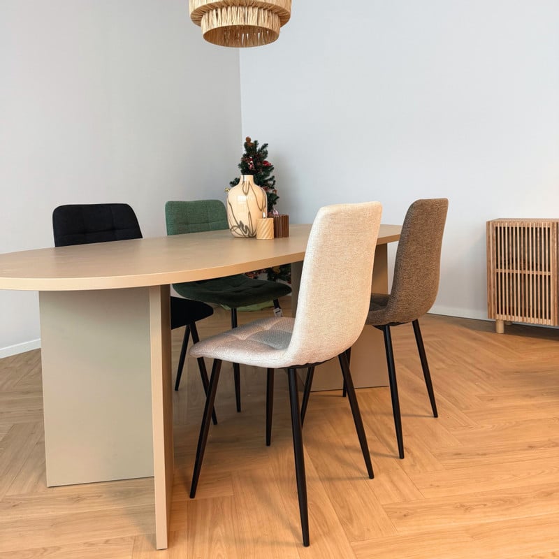 Eetkamerstoel chenille - bruin - 90x53.5x44.5 cm