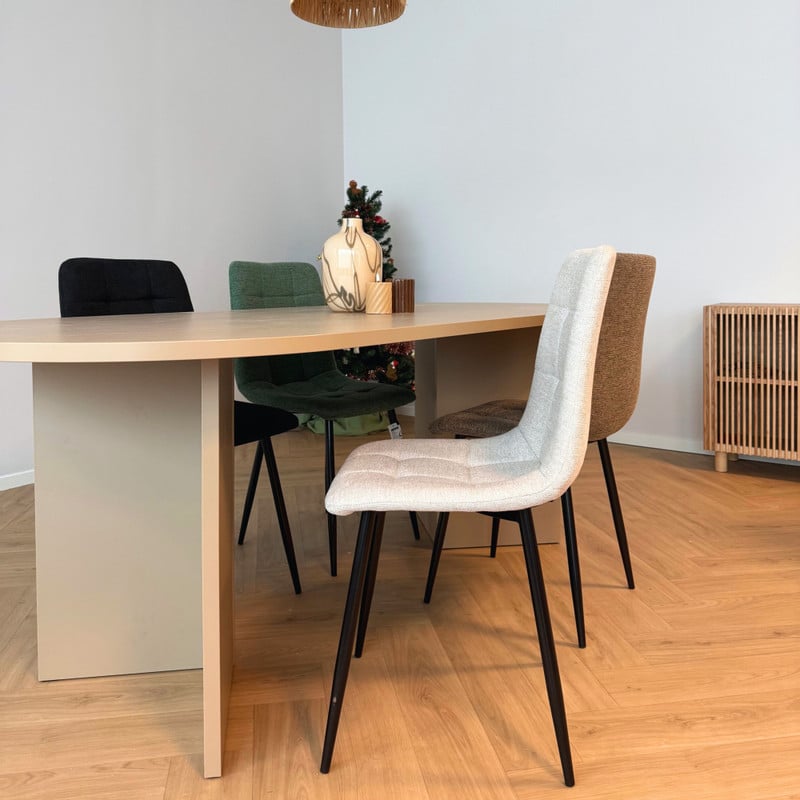 Eetkamerstoel chenille - groen - 90x53.5x44.5 cm