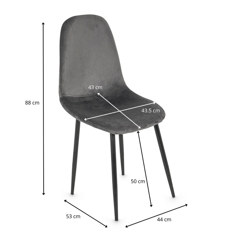 Eetkamerstoel Ivy - velvet grijs - 53x44x88 cm 