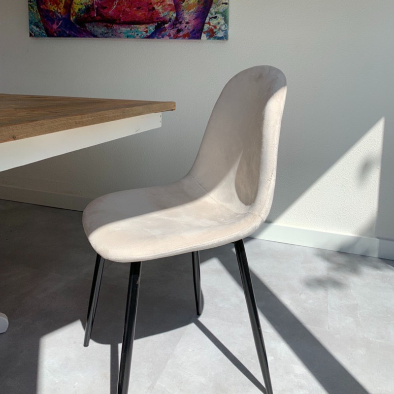 Eetkamerstoel Ivy velvet - beige - 88x44x53 cm 