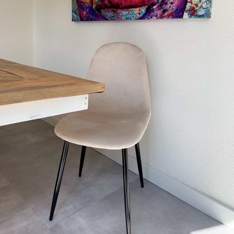 Eetkamerstoel Ivy velvet - beige - 88x44x53 cm 
