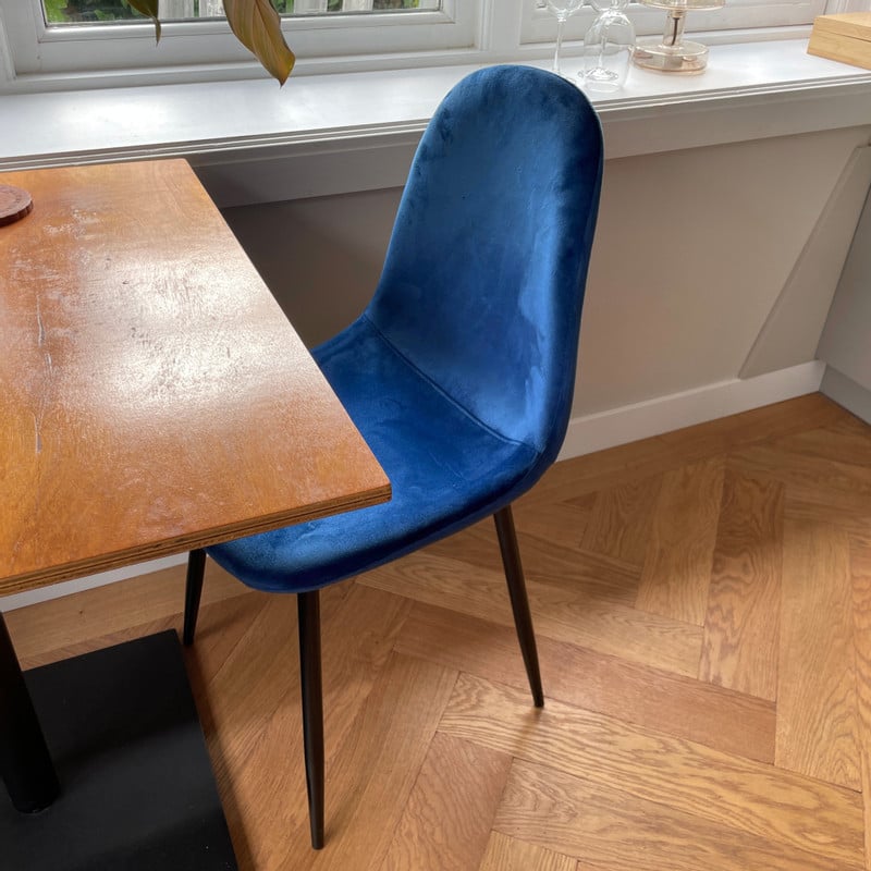 Eetkamerstoel Ivy velvet - donkerblauw - 88x44x53 cm 