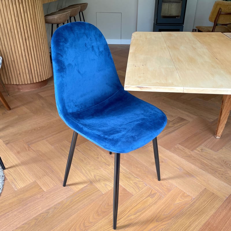 Eetkamerstoel Ivy velvet - donkerblauw - 88x44x53 cm 