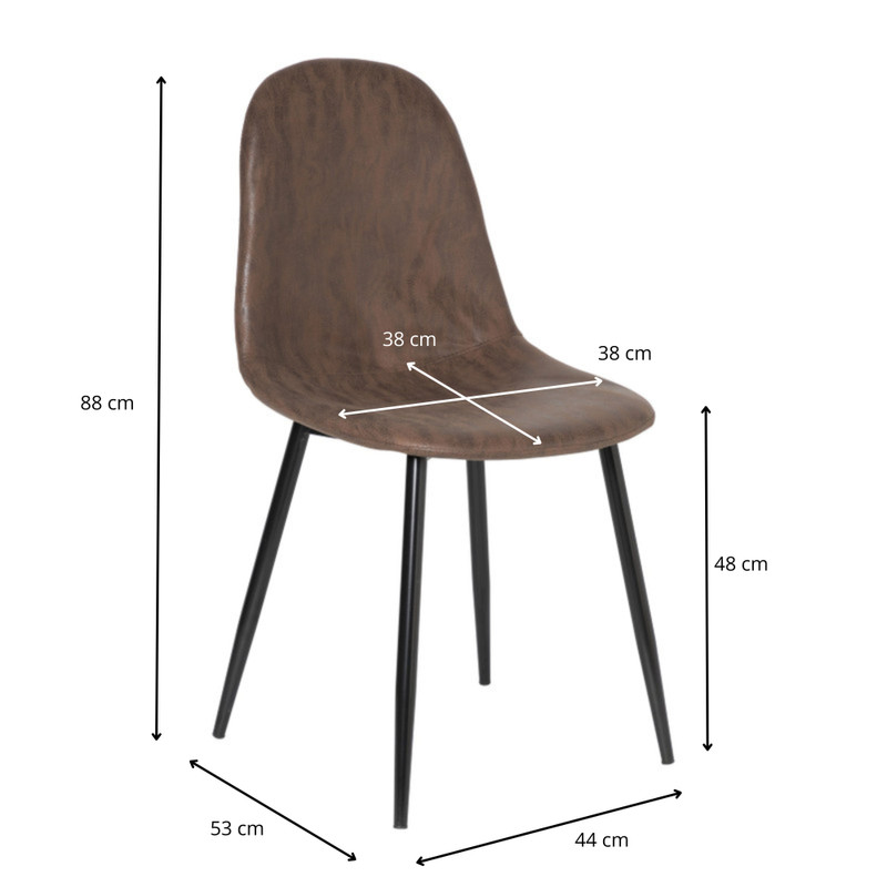 Eetkamerstoel Ivy - kunstleer donkerbruin - 88x53x44 cm