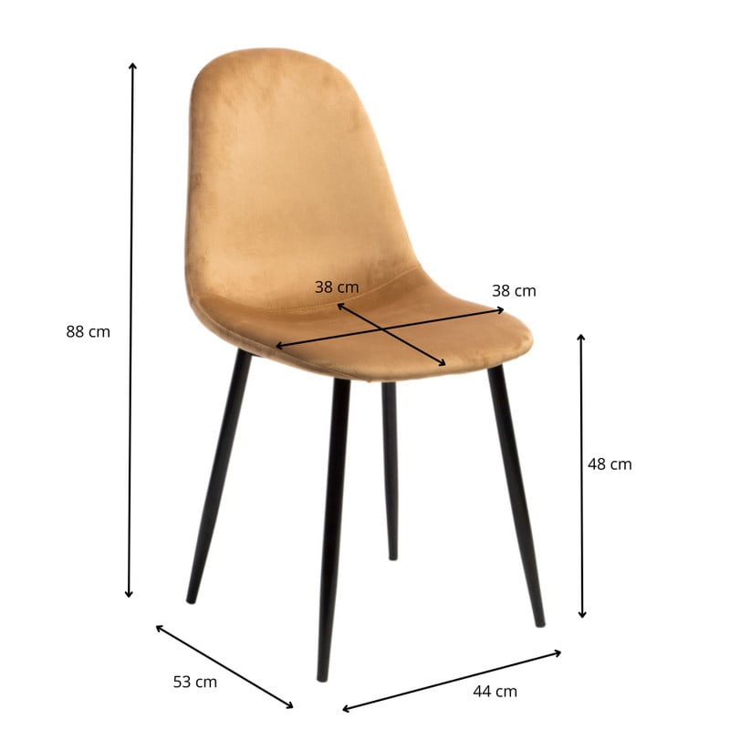 Eetkamerstoel Ivy velvet - bruin - 88x38x38 cm