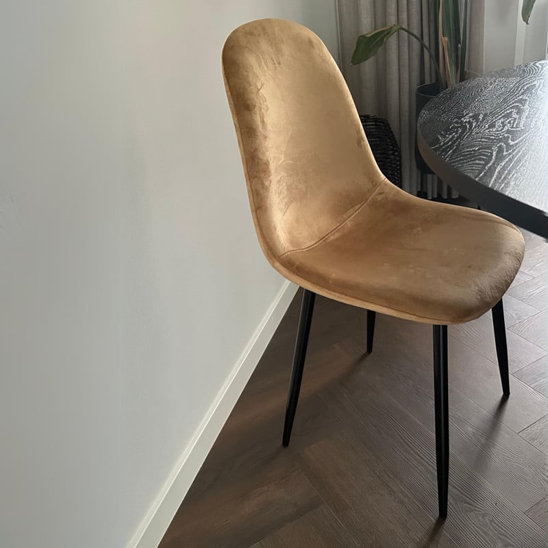 Eetkamerstoel Ivy velvet - bruin - 88x38x38 cm