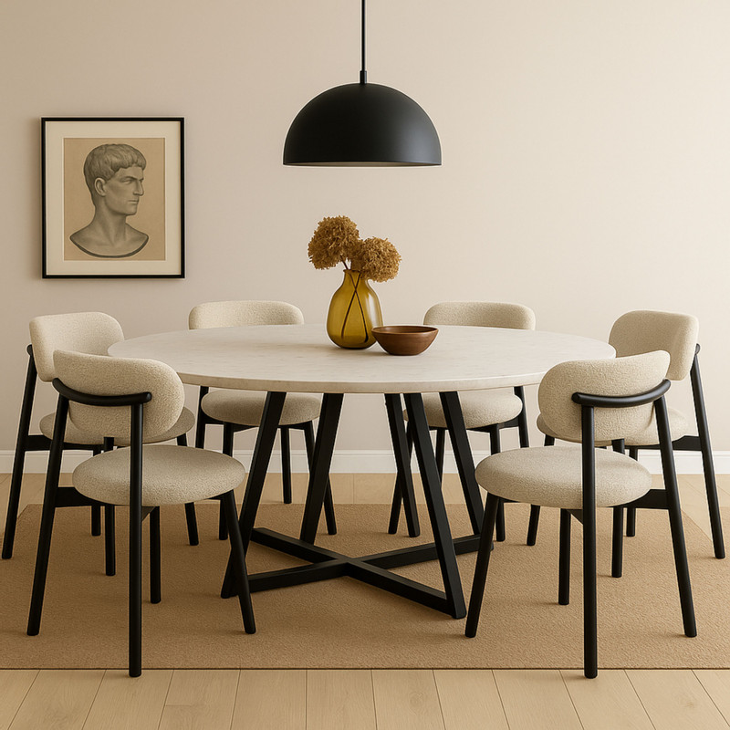 Eetkamerstoel Novi - beige/zwart - 74x51.5x51 cm