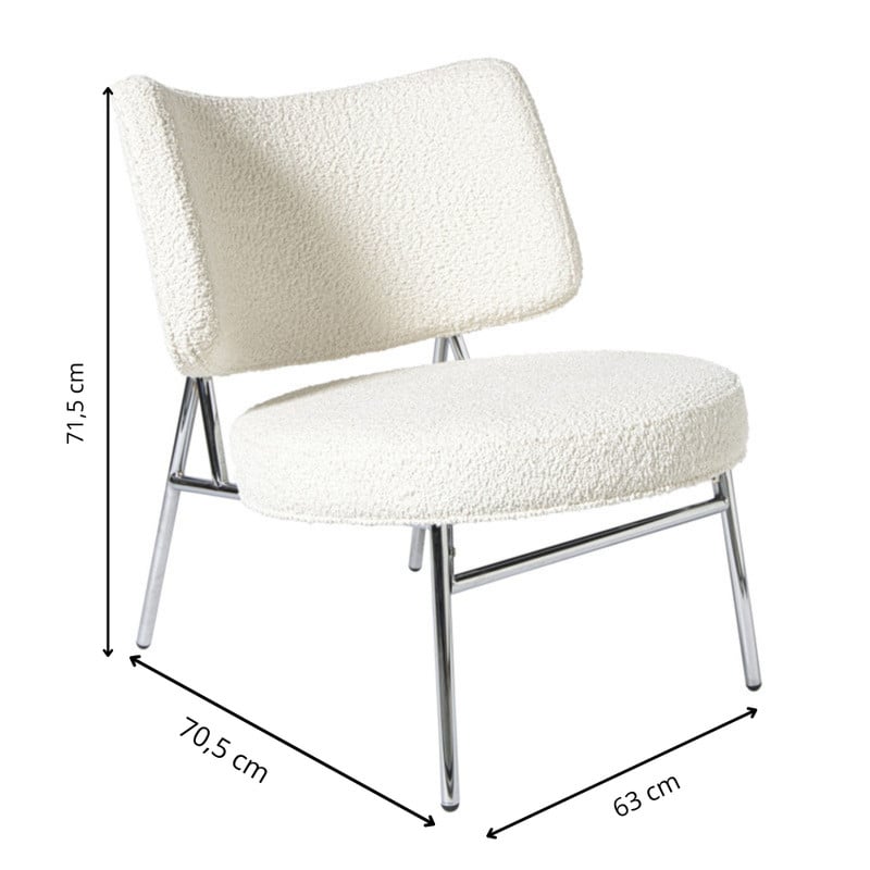 Fauteuil Amber - wit/zilverkleurig - 71.5x63x70.5 cm